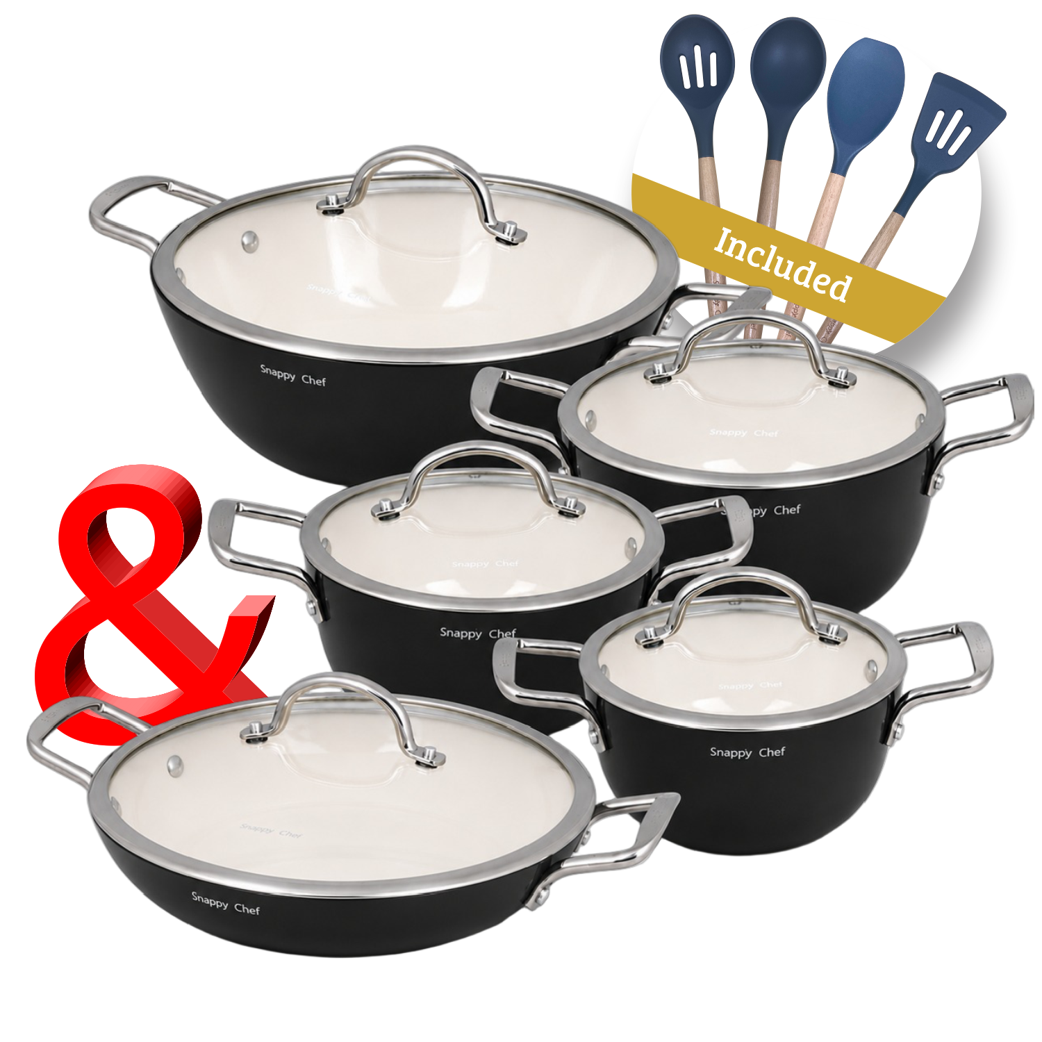 Snappy Chef Superlight Cast Iron Combo, Black
