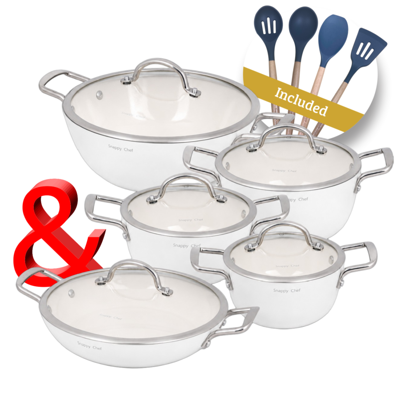 Snappy Chef Superlight Cast Iron Combo, White