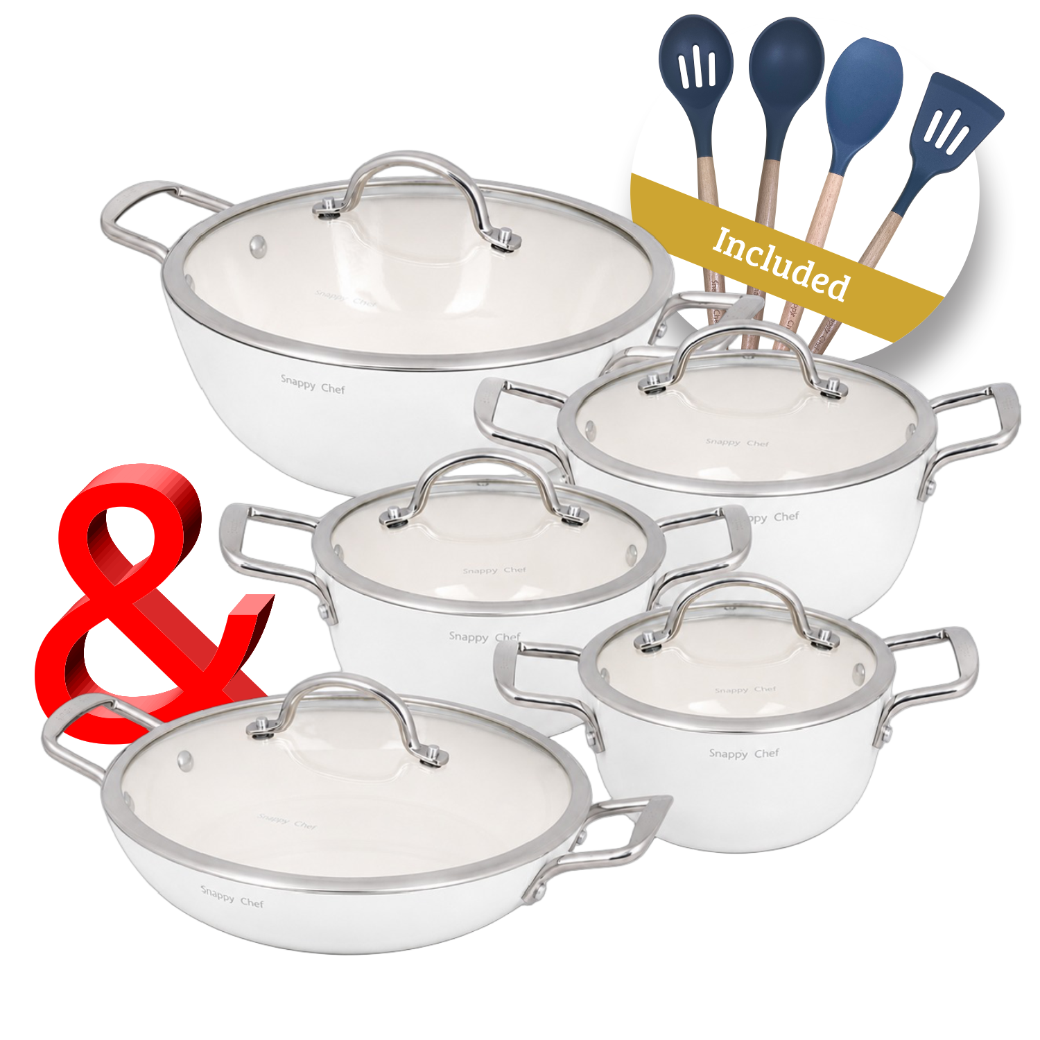 Snappy Chef Superlight Cast Iron Combo, White
