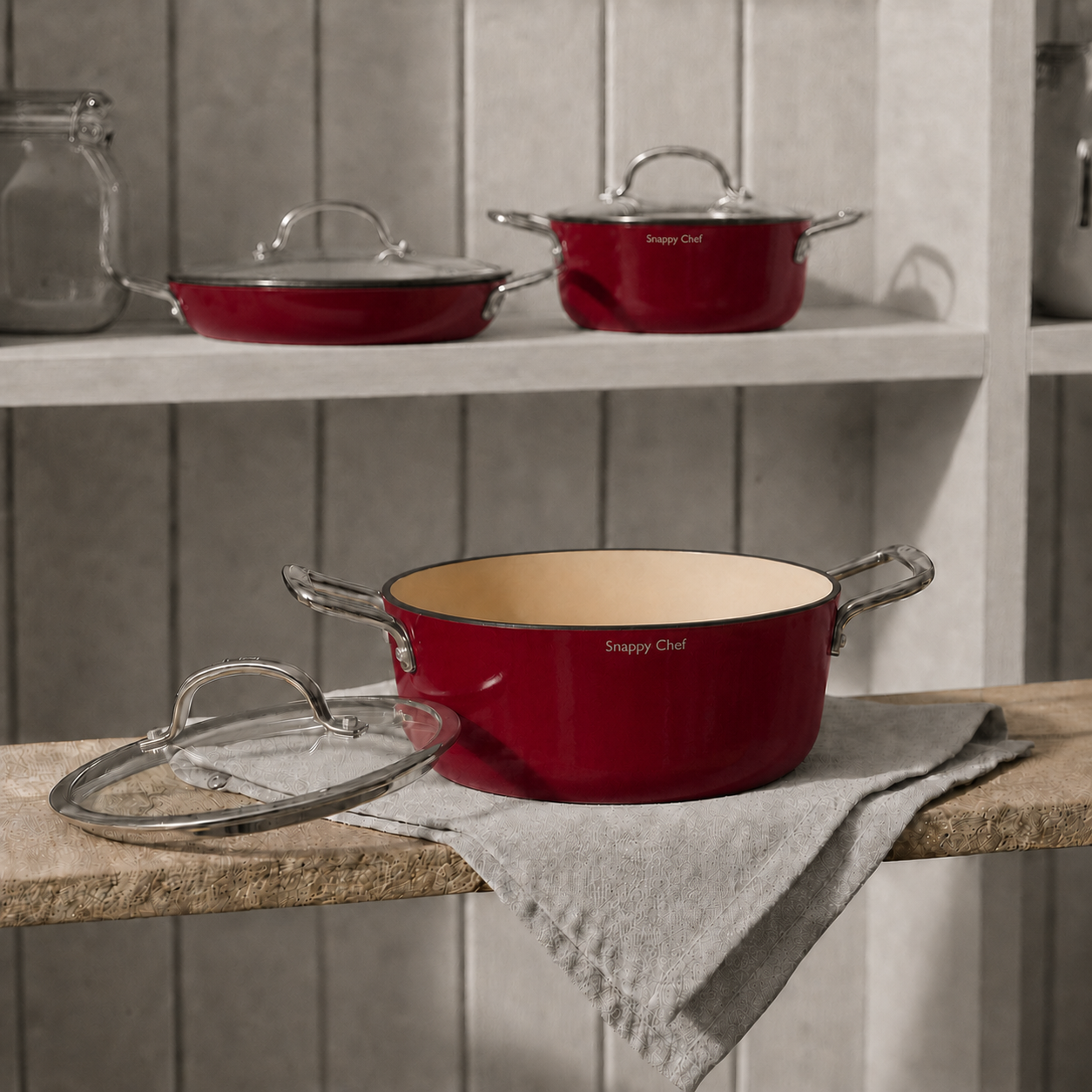 Snappy Chef Superlight Cast Iron Combo, Red - Image 2