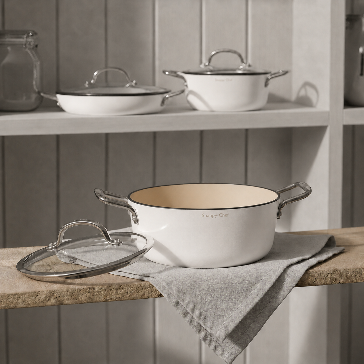 Snappy Chef Superlight Cast Iron Combo, White - Image 2